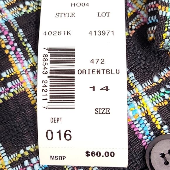 Requirements Retro Glam Tweed Cropped Blazer Multi Color Size 14 (NWT) - Picture 7 of 9